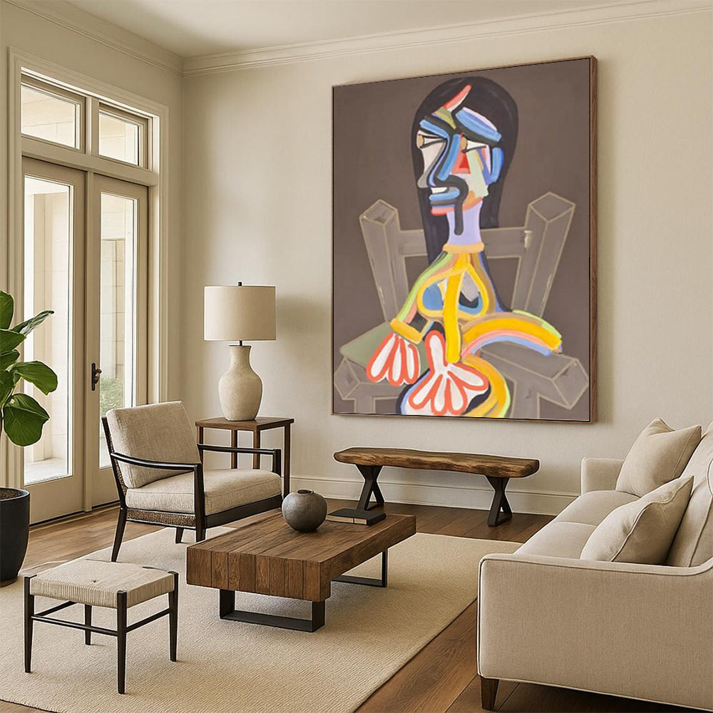 Colorful Abstract Figure - Figurative Painting On Canvas DKH1453