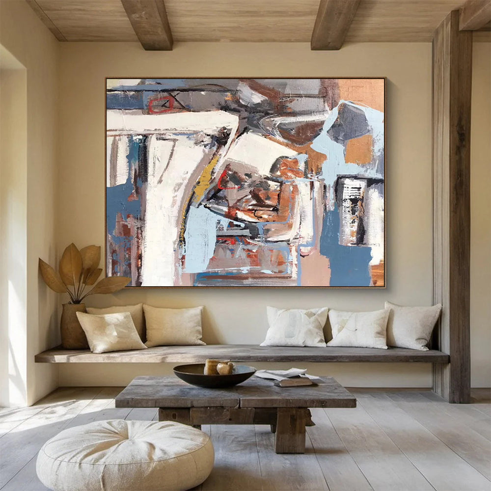“Color - Blended, Abstract Scene ‘Urban Mosaic’” - Abstract Cityscape Painting On Canvas DLZ026