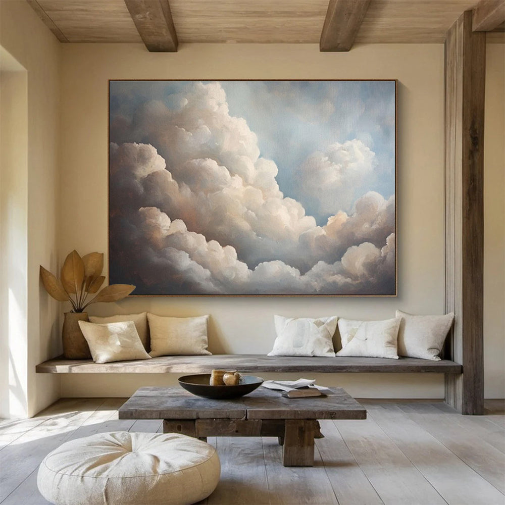 Fluffy Clouds in Blue Sky Painting On Canvas DKH182