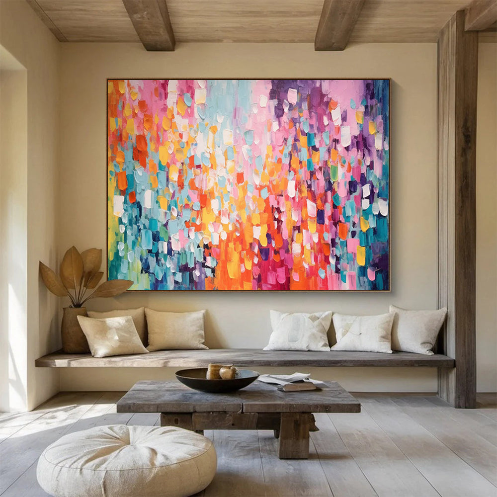 “Vibrant Color Block Party” Abstract Color Field Painting On Canvas DLZ158