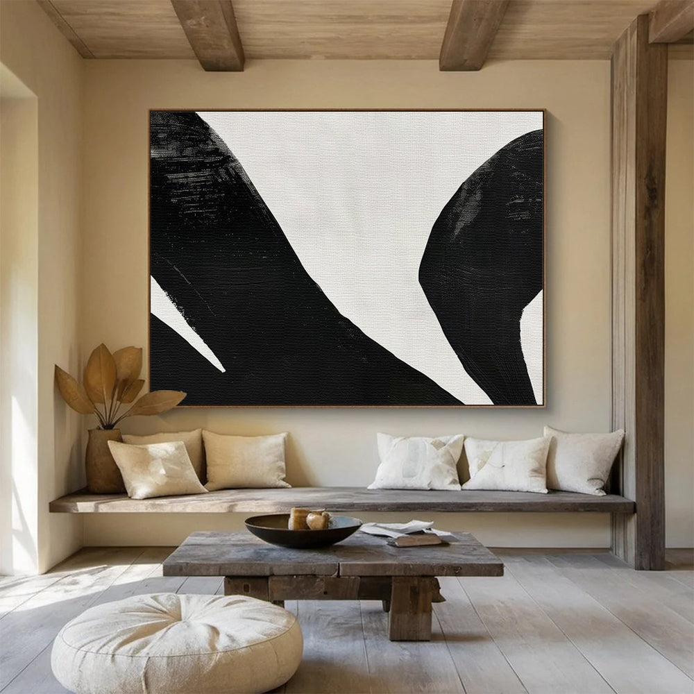 Black and White Minimalist “Bold Avian Silhouettes” Painting On Canvas DKH138