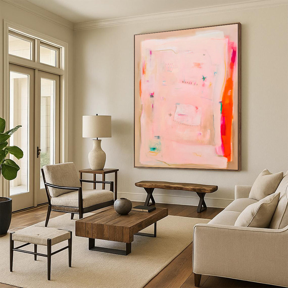 Soft Pinks, Subtle Details - "Blush Whispers" - Abstract Acrylic Painting CT1828