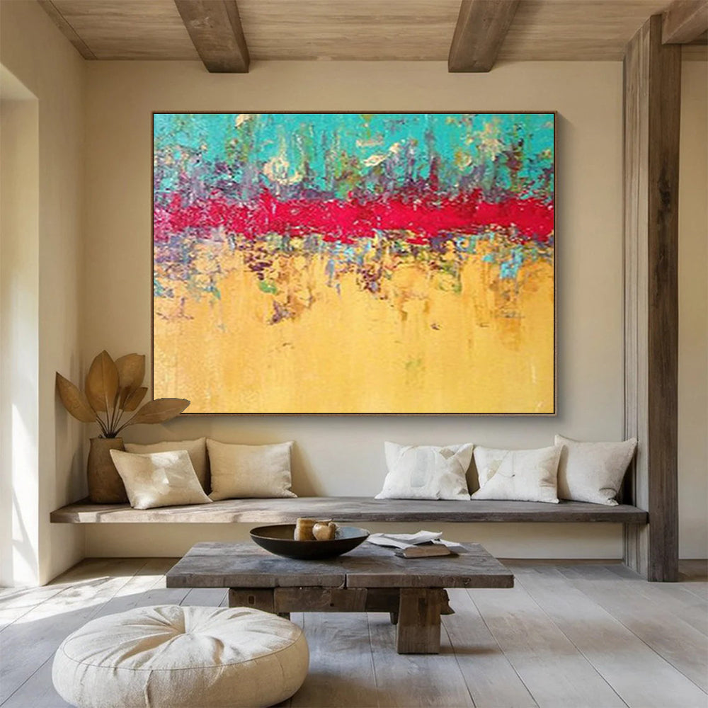 “Vibrant Color Strip Abstract” Abstract Expressionist Painting On Canvas DKH403