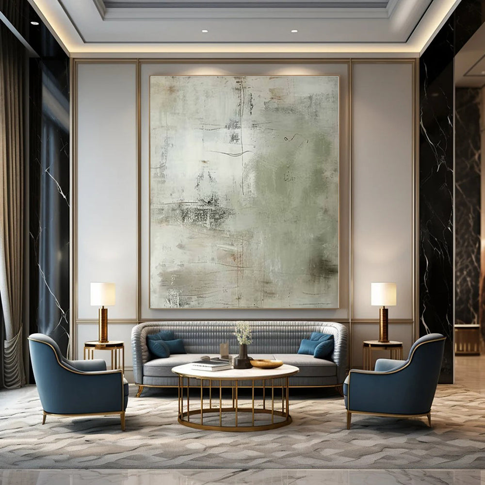 Light - toned Line Abstract - Minimalist Line - textured Acrylic Painting CT1358