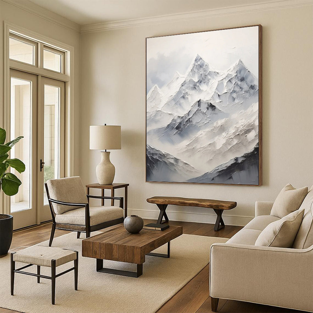 Snowy Mountain Peaks - Abstract Landscape Painting On Canvas DKH1248