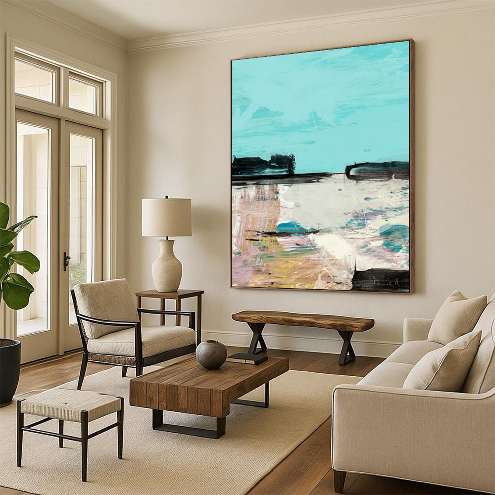 “Pastel Coastal Abstract” - Soft - Colored Coastal Abstract Painting On Canvas DTP197