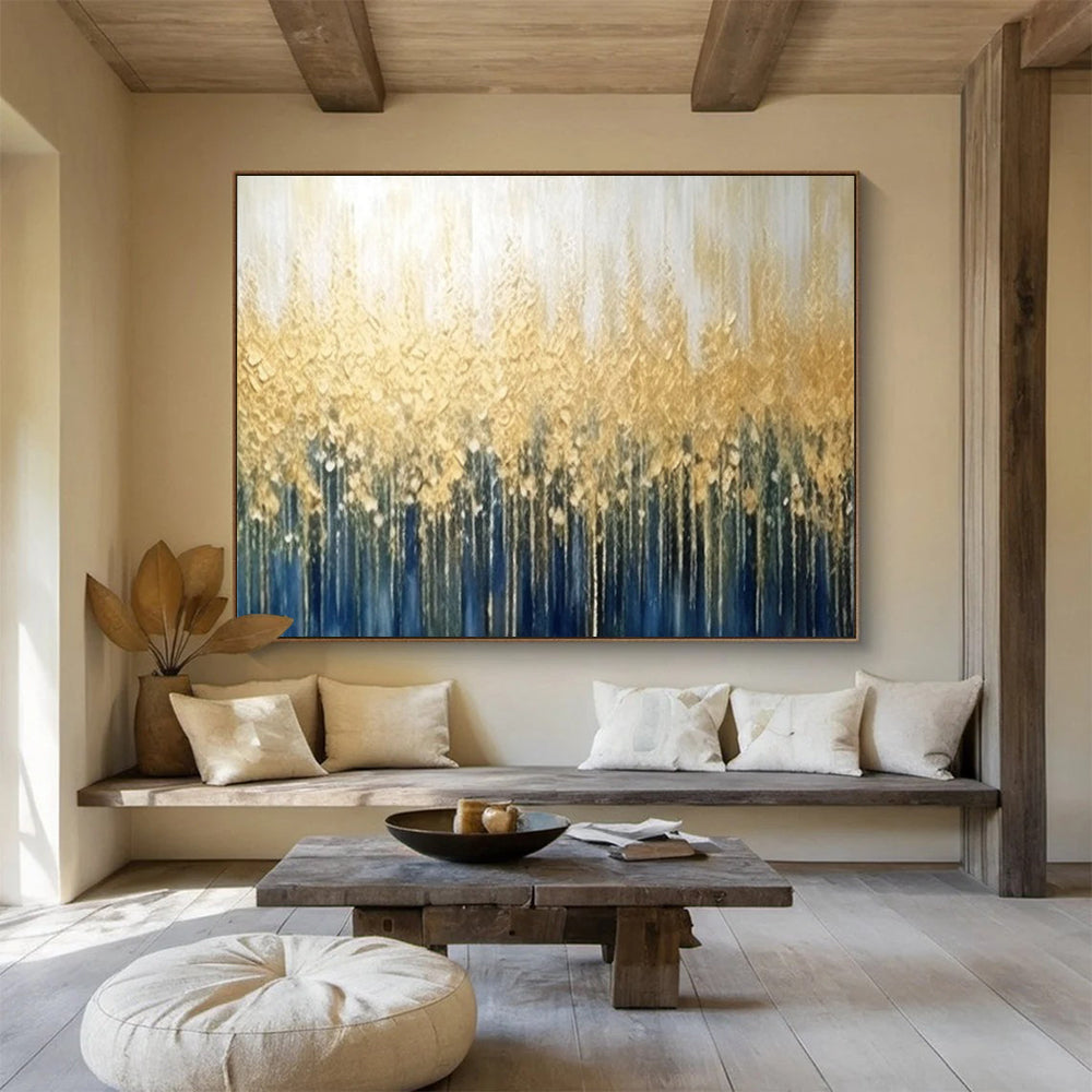 “Gold - Blue Forest Canopy” Abstract Landscape Painting On Canvas DLZ052