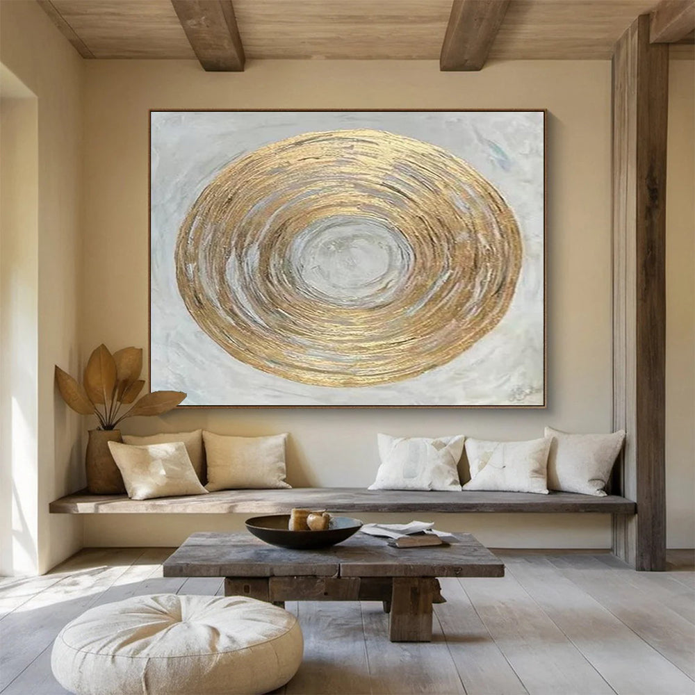 “Golden Circular Abstraction” Abstract Painting On Canvas DLZ109