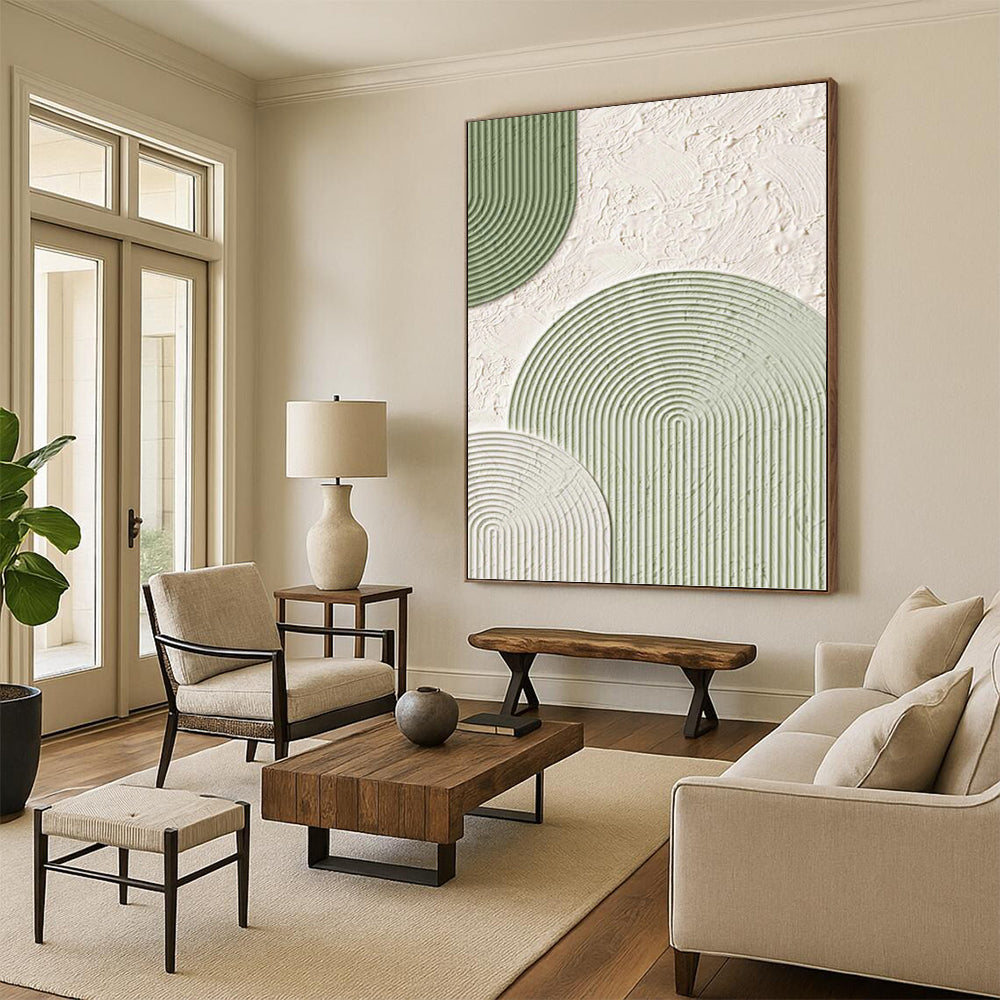 Minimalist Green and White Textured Abstract - Abstract Painting On Canvas DKH1488
