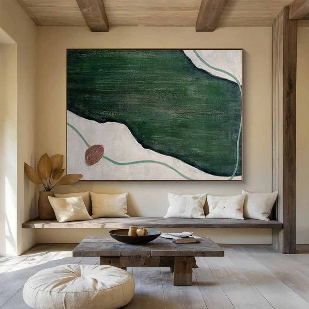 Green - White Abstract Terrain - Abstract Landscape Painting On Canvas DKH610