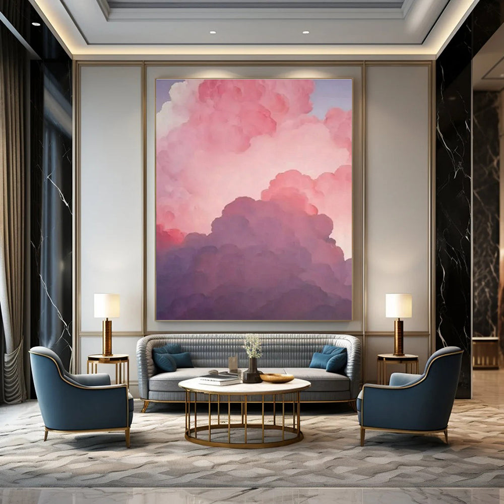 Gradient Pinks & Purples, Fluffy Clouds - "Dreamy Skies" - Digital - style Acrylic Painting CT1438