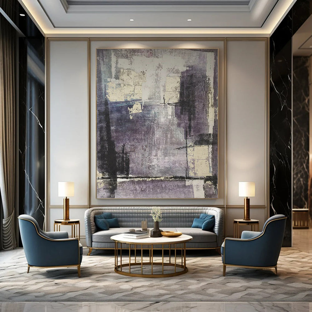 “Purple - Toned Abstract” ,Abstract Textured Acrylic Painting CT0948