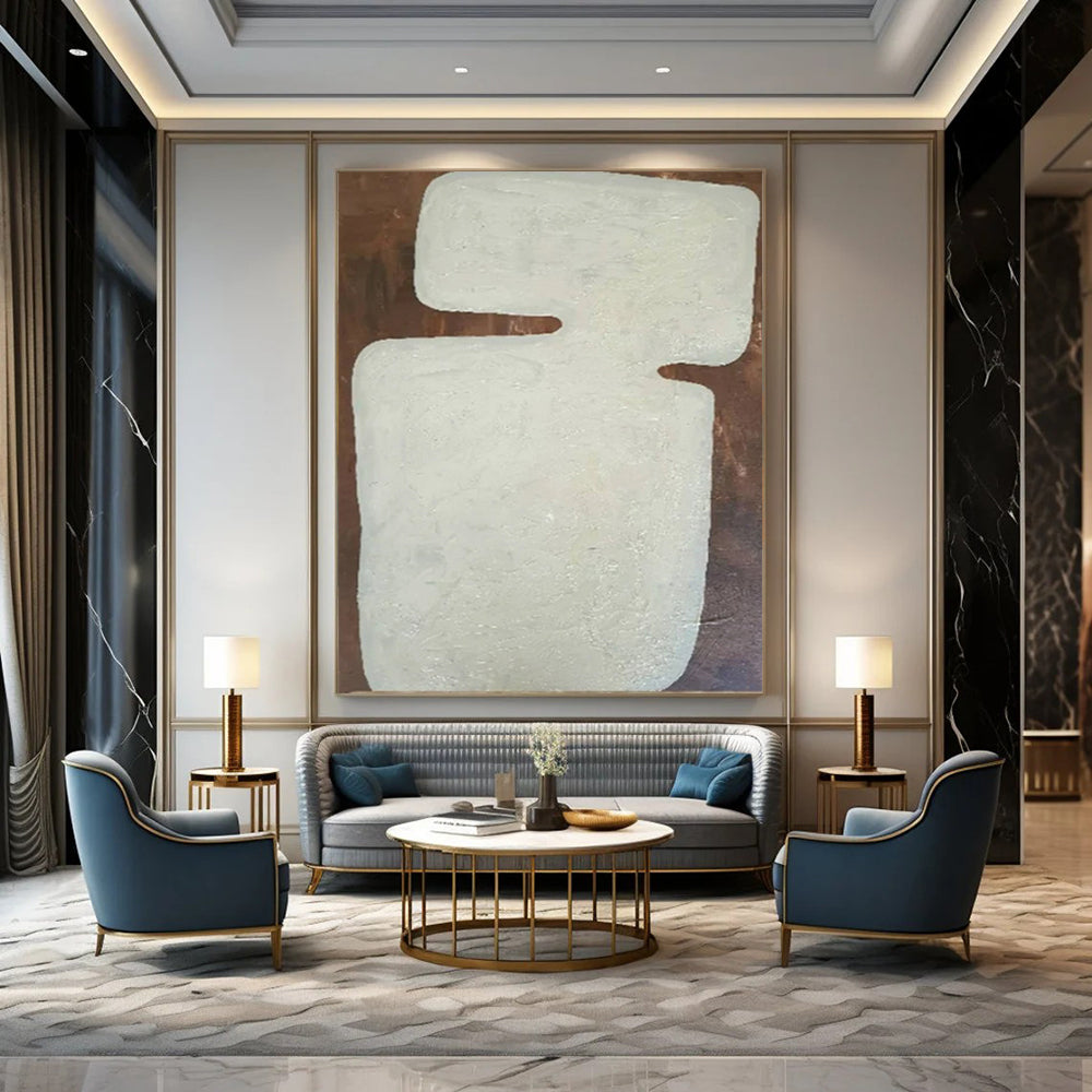 “Cream - Brown Textured Form” – Abstract Textured Form Art CT1000