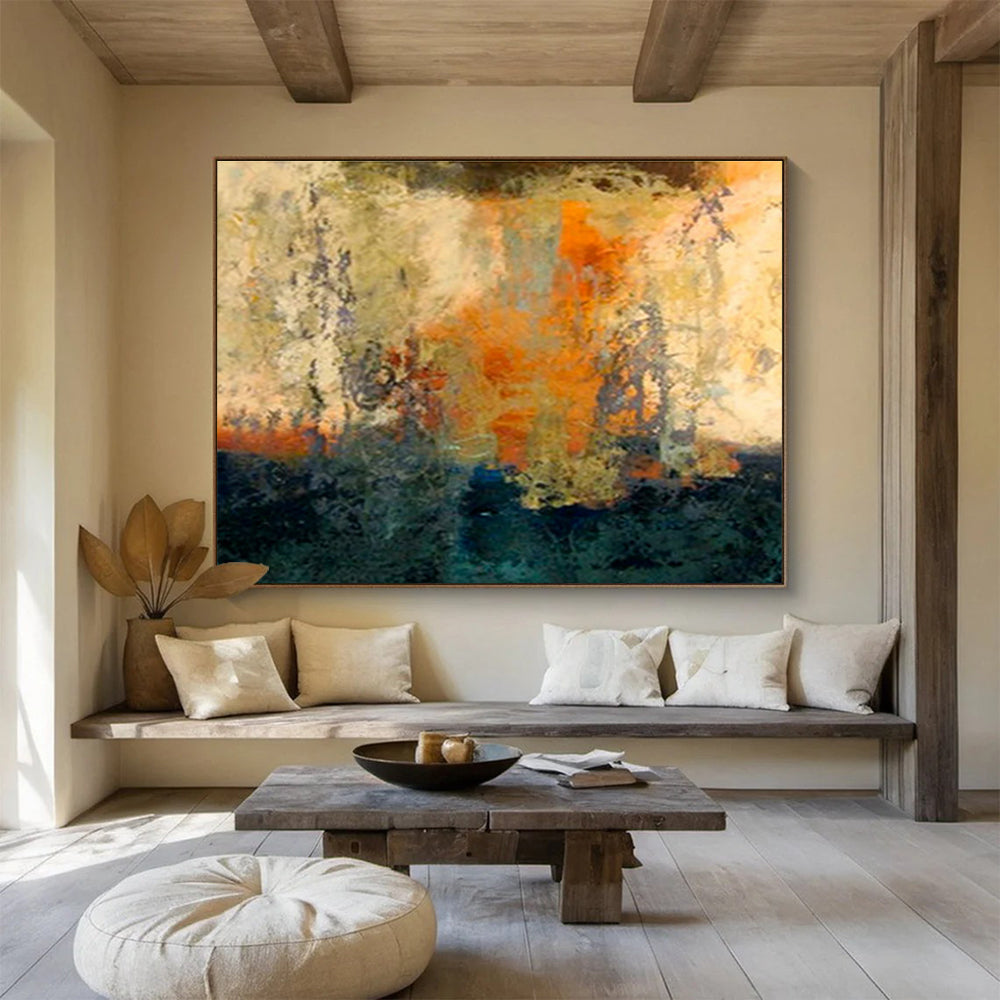 “Warm - Toned Abstract Composition” Abstract Fauvist - Inspired Painting On Canvas DKH378