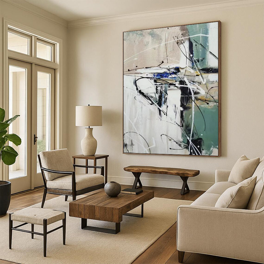 Abstract Black & White Swirls - Expressionist Abstract Painting On Canvas CT2297