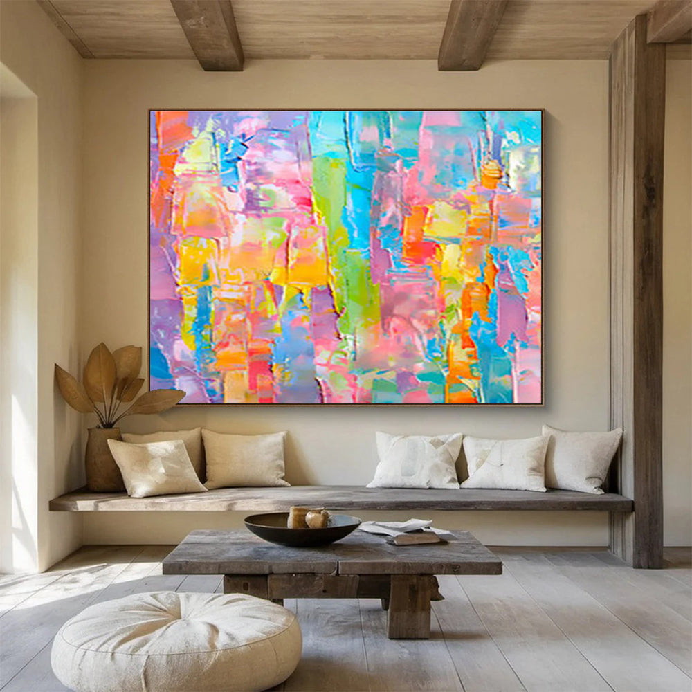 “Colorful Patchwork Abstract” Abstract Impasto Painting On Canvas DKH397