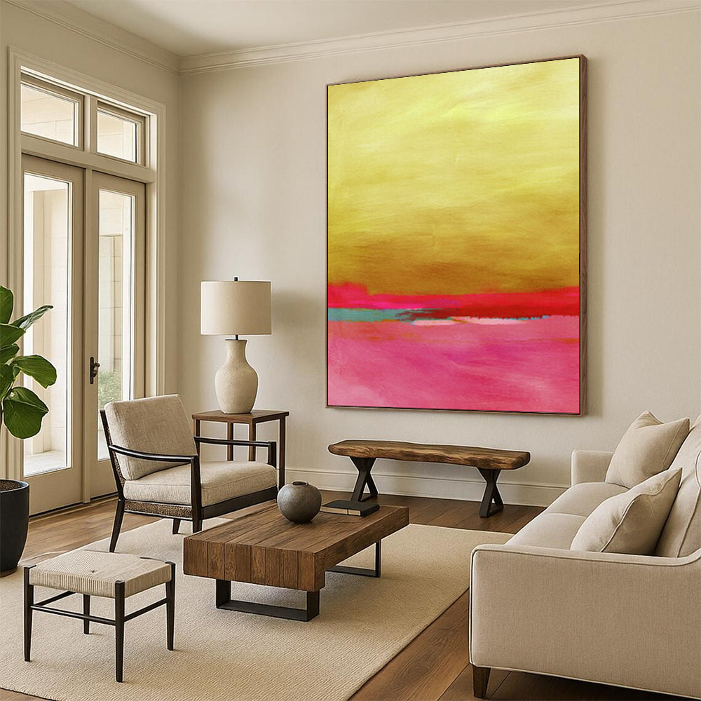 “Gold and Pink Abstract” - Minimalist Abstract Art CT2023