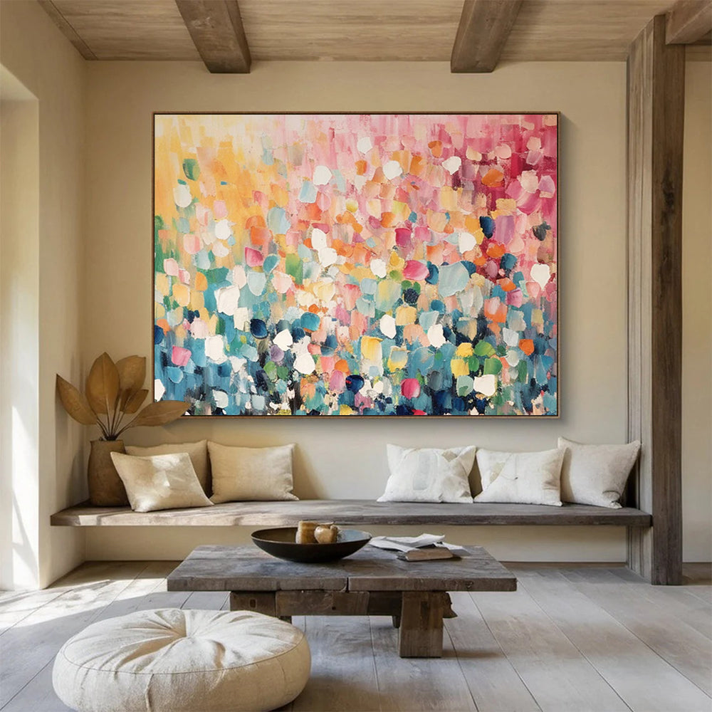 “Colorful Dot Abstraction” Pointillism - inspired Painting On Canvas DLZ161