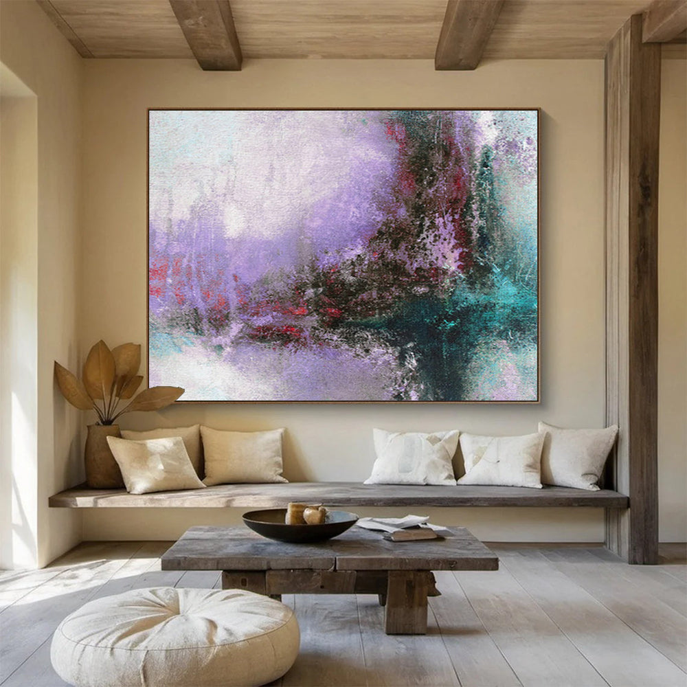 “Purple - Hued Abstract Fantasy” Abstract Symbolist Painting On Canvas DKH380
