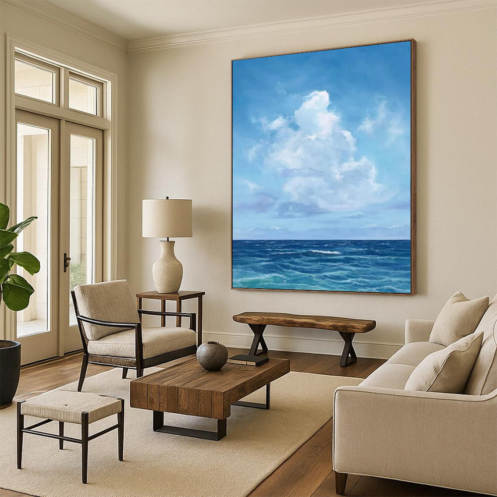 Blue Sky & Ocean - Seascape - Inspired Realist Painting On Canvas CT2298