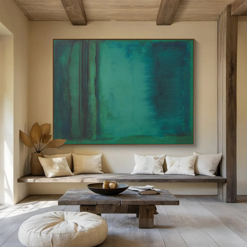 Teal - Green Abstract Layers - Abstract Color Field Painting On Canvas DKH615