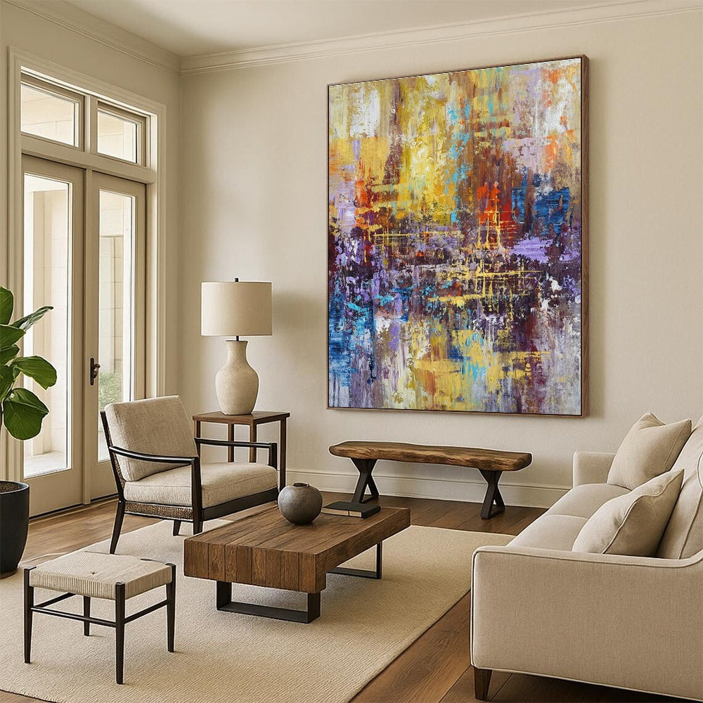 “Colorful Urban Abstract” ,Abstract Cityscape Acrylic Painting CT0914