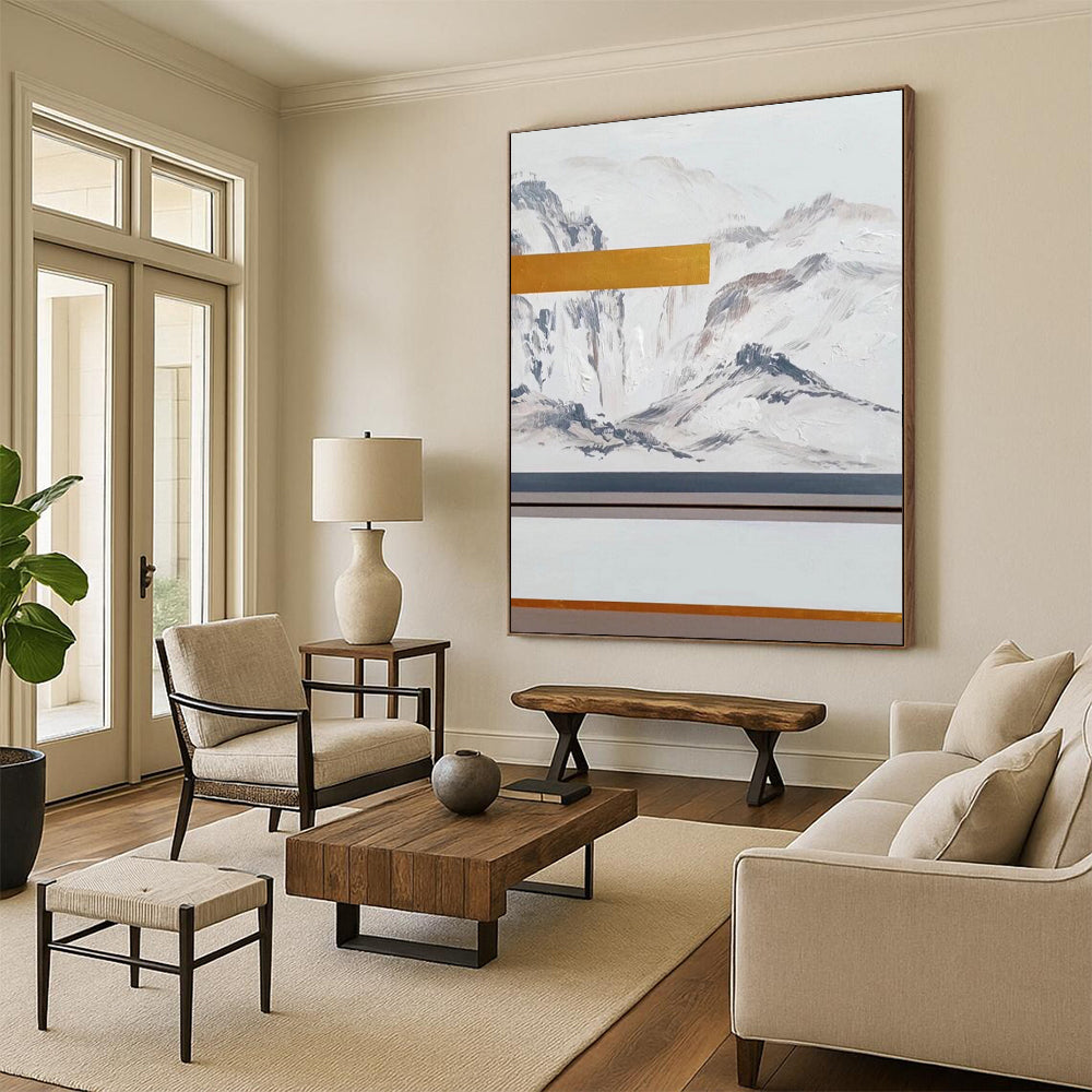 “Minimalist Mountainscape” - Minimalist Landscape Painting On Canvas DTP045