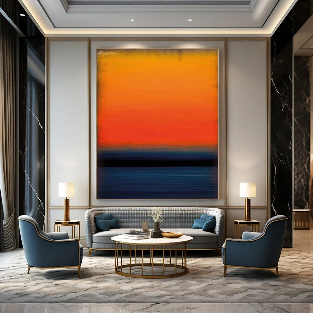 “Vibrant Orange - Blue Horizon” – Color Field Painting CT1183