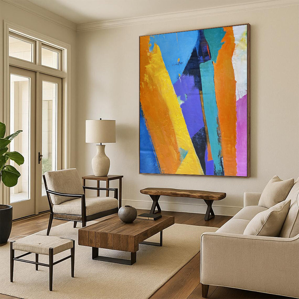 Color - Blocked Abstract Geometry - Abstract Painting On Canvas DKH1343