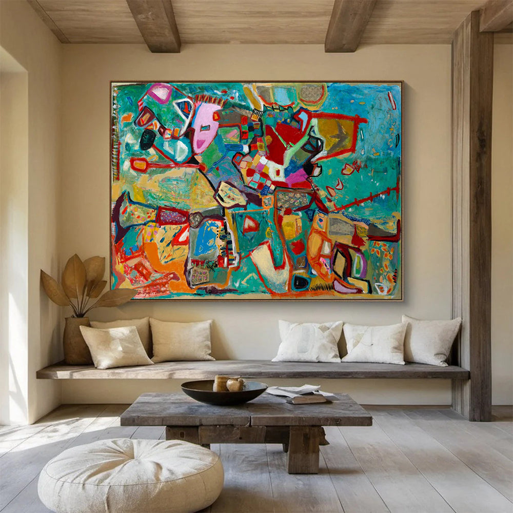 Colorful Abstract Shapes - Abstract Expressionist Painting On Canvas DLZ233