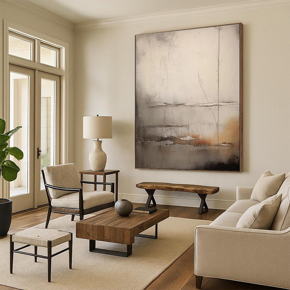 Gray Textured Layers, "Misty Depths" - Textured Abstract Painting CT0709