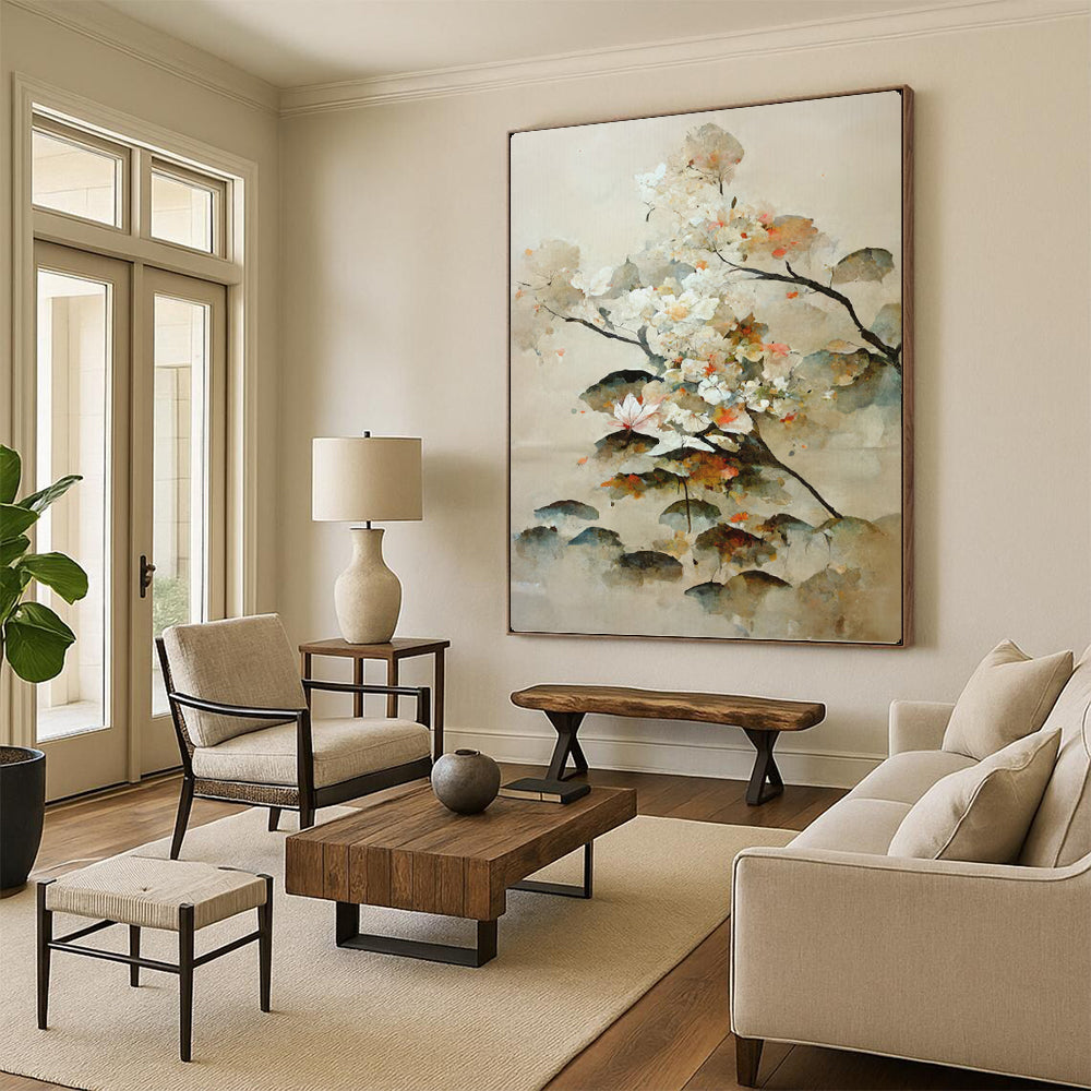 “Watercolor - Style Floral Branches” – Chinese - Inspired Watercolor Painting On Canvas CT2154