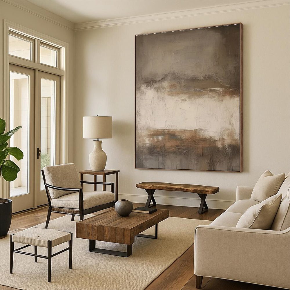 Brown - Beige Weathered Layers, "Aged Elegance" - Abstract Textured Painting CT0712