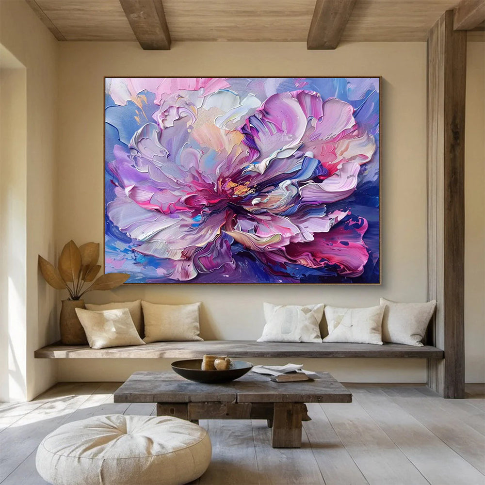 Vibrant Pink - Purple Floral Painting On Canvas DKH681