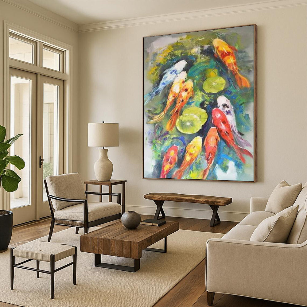 “Colorful Koi Fish Abstract” - Animal - Inspired Abstract Painting On Canvas CT2351