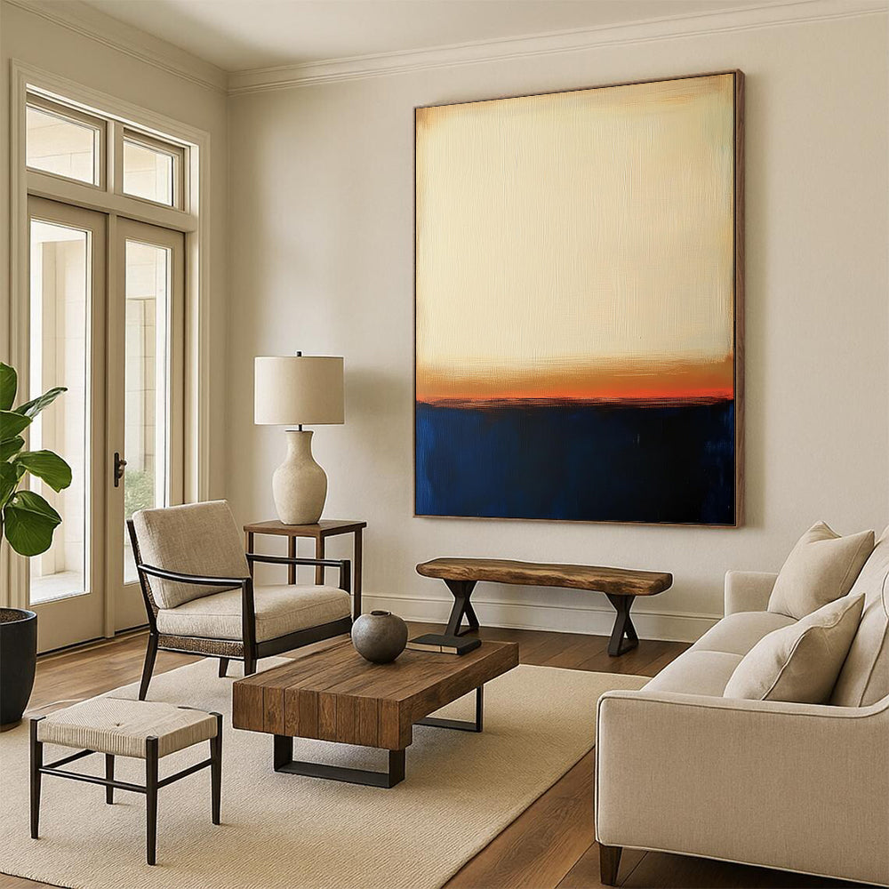 “Beige - Orange - Blue Gradient” - Minimalist Color Field Art CT1951