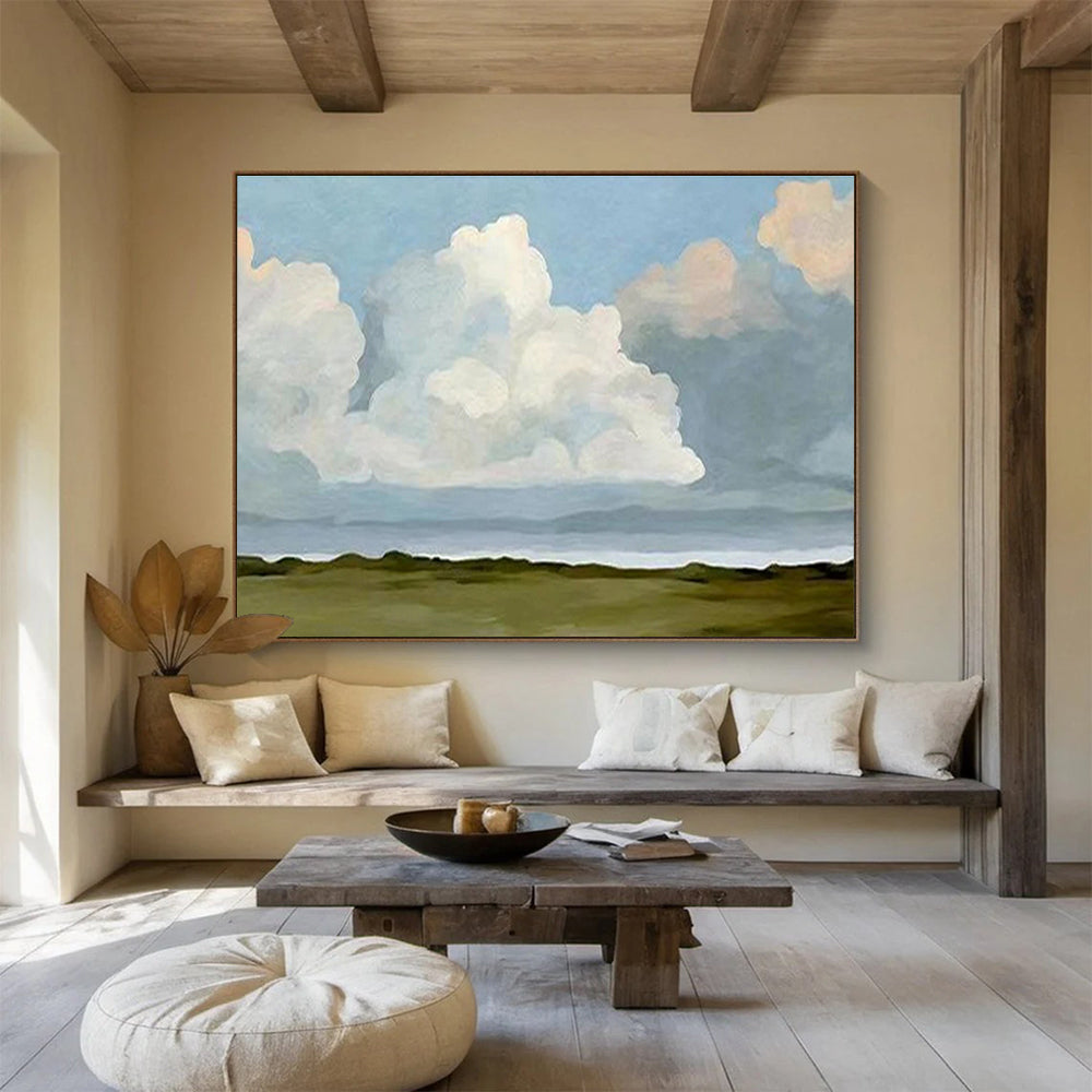 “Serene Cloudscape” Abstract Landscape Painting On Canvas DKH405