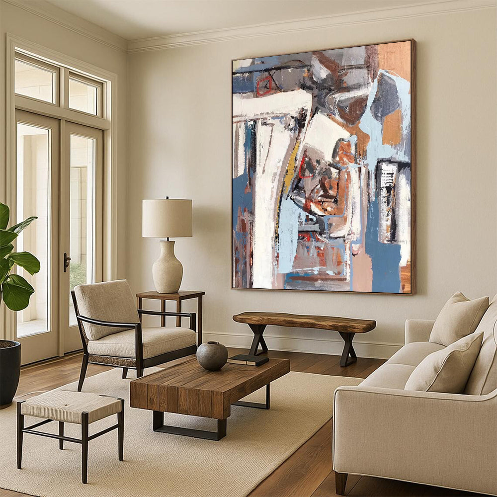 “Gray - Blue Abstract Forms” - Abstract Cubist - Style Painting On Canvas DTP041