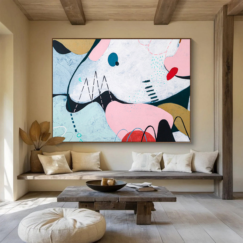 “Colorful Geometric Whimsy” Abstract Acrylic Painting On Canvas DKH550