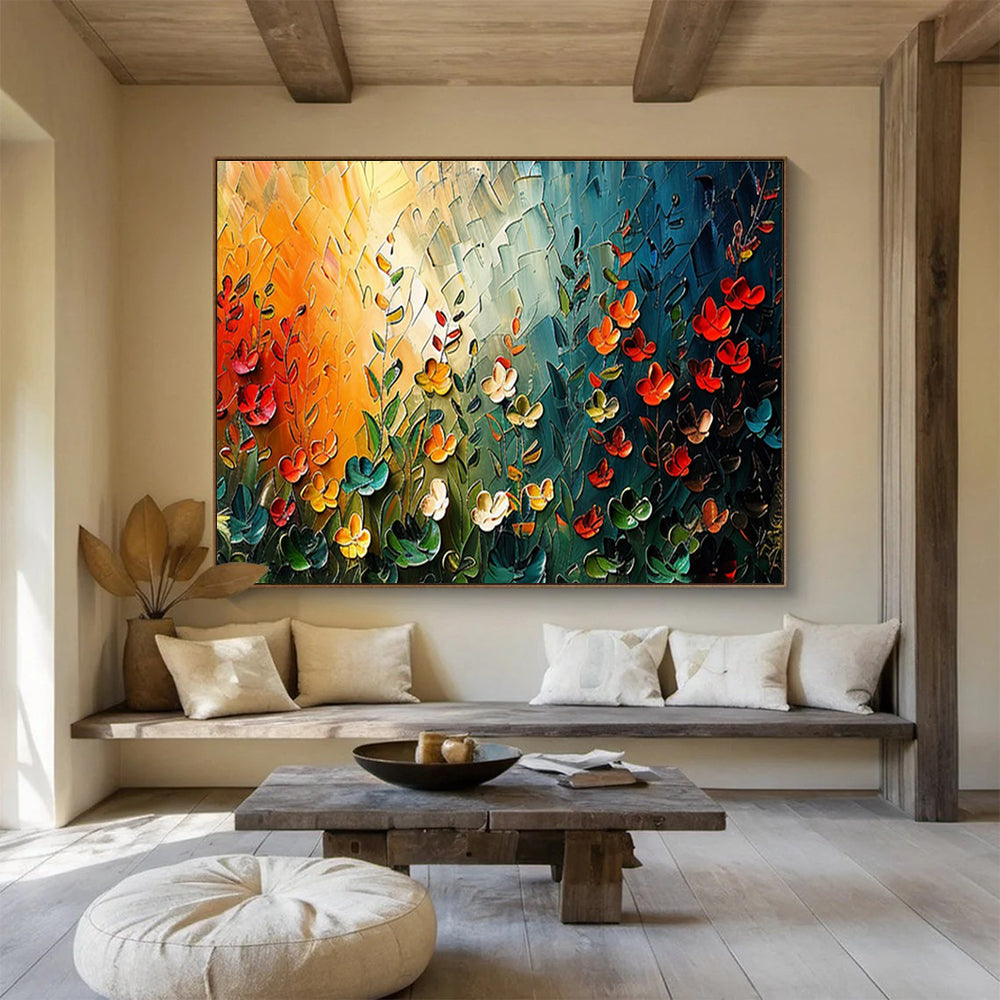 Colorful Floral Field Painting On Canvas DKH687