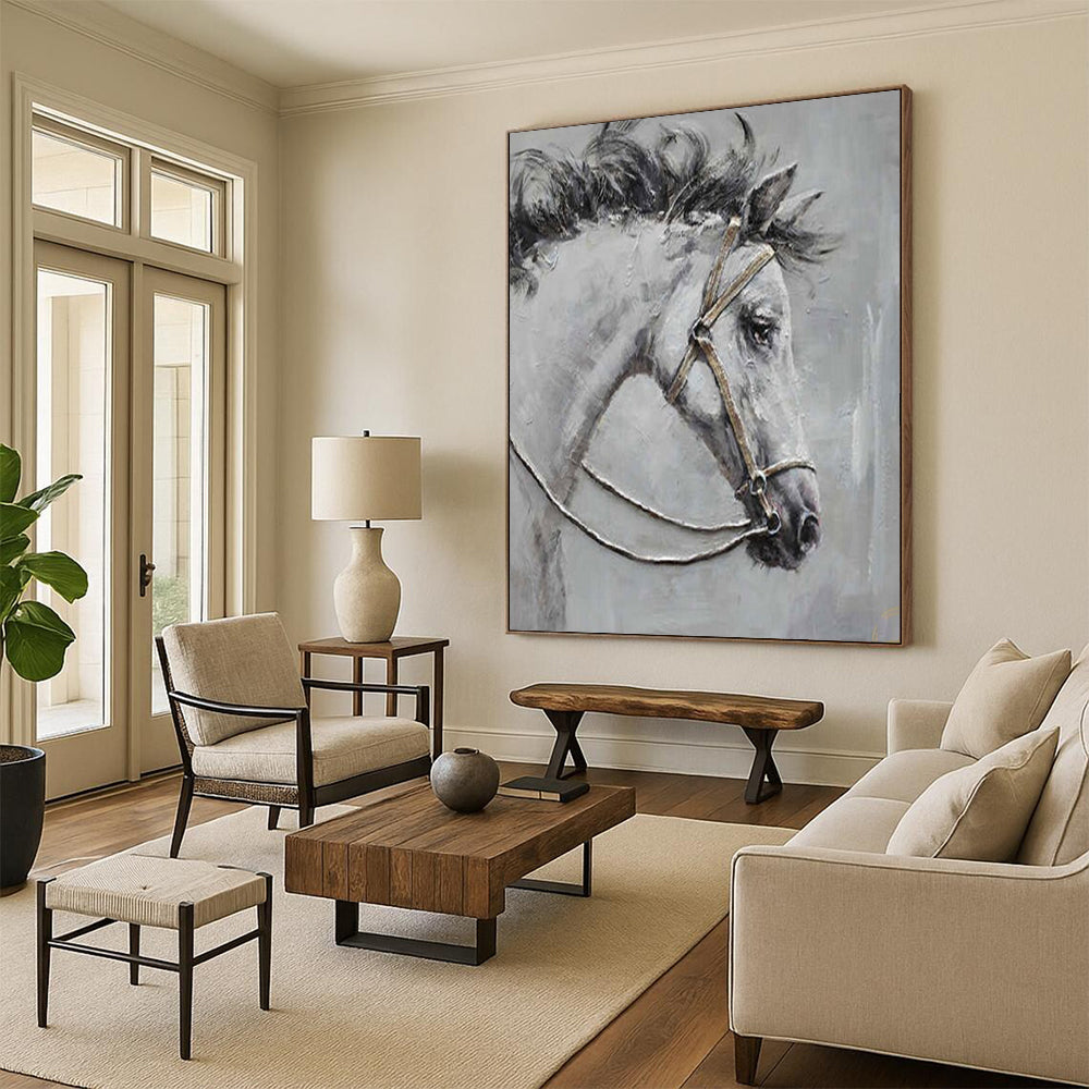 “Textured Horse Portrait” – Impasto Oil Painting On Canvas CT2179