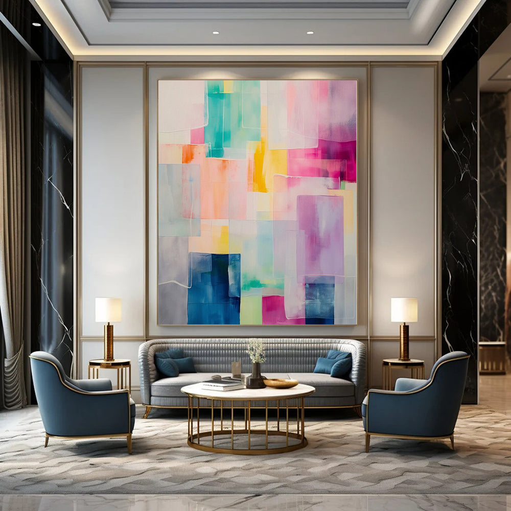 “Colorful Translucent Squares” – Geometric Abstract Painting CT1177