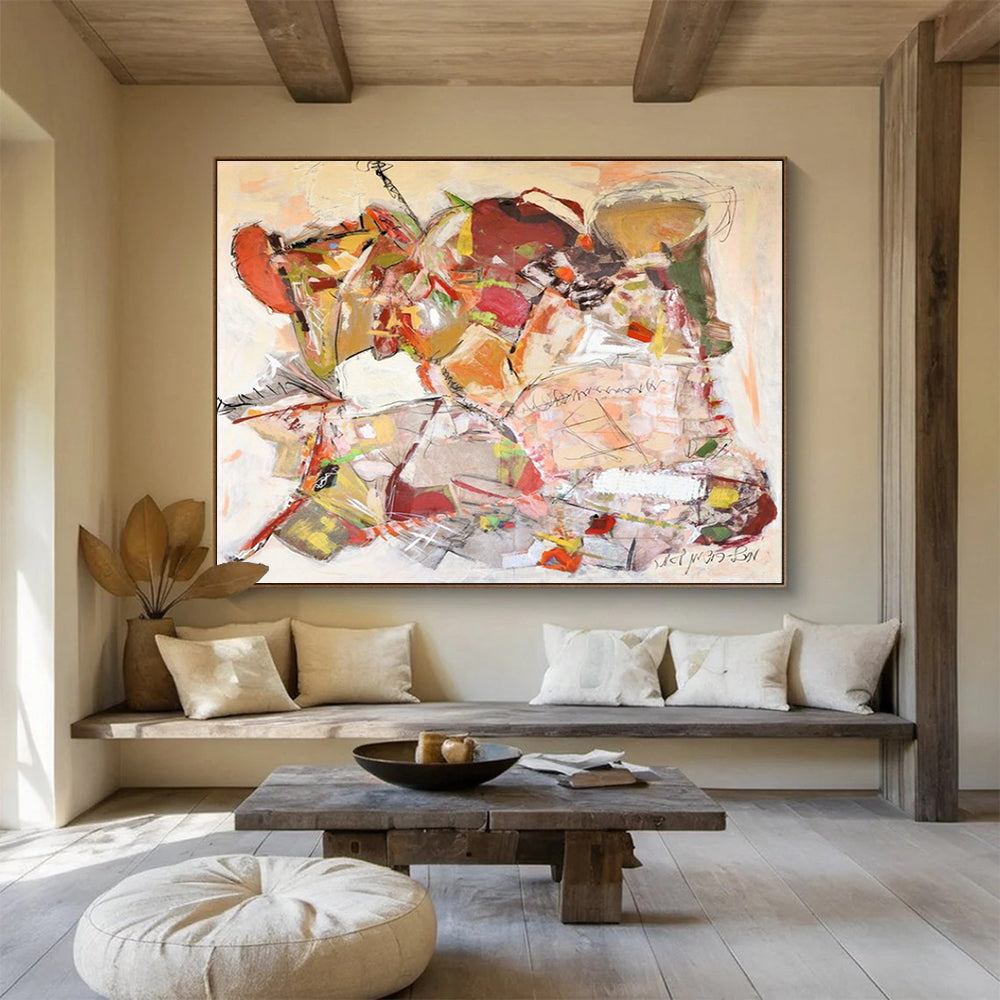 Earth - Toned Abstract Shapes - Abstract Expressionist Painting On Canvas DLZ241