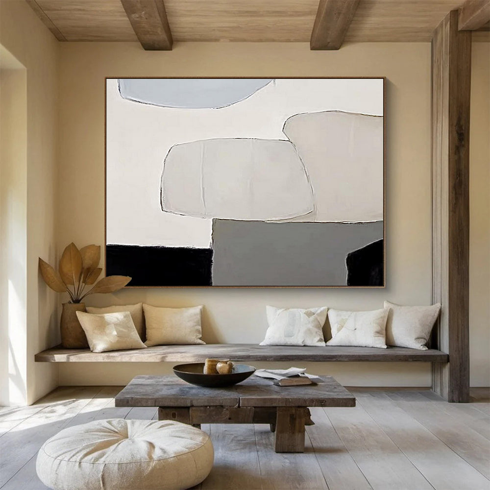 Soft Geometric Forms - Minimalist Abstract Painting On Canvas DKH597
