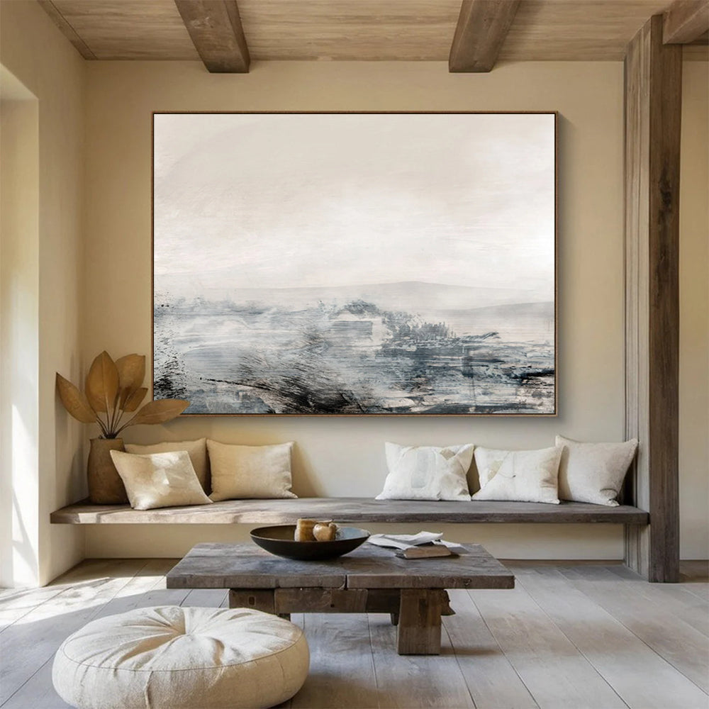 “Misty Monochrome Landscape” Abstract Landscape Painting On Canvas DLZ136