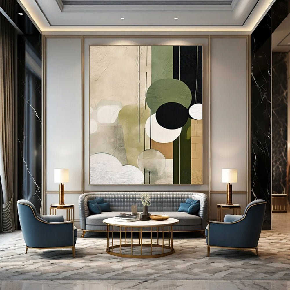 Green - Geometric Circles & Lines II - Abstract Bauhaus - Style Acrylic CT1277