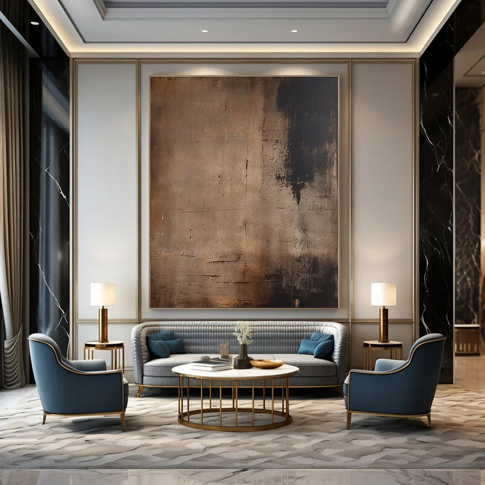 Dark Brown Textured Abstract - Subtle Textured Acrylic Painting CT1361
