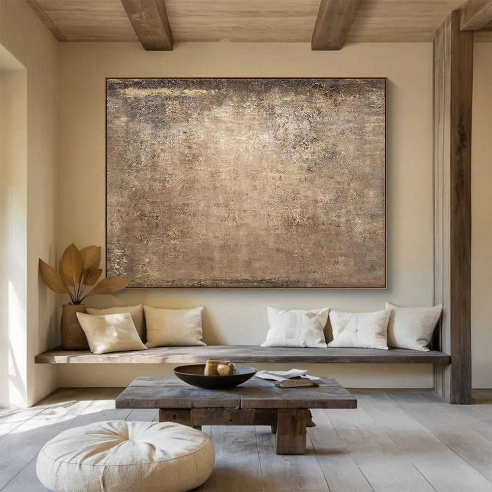 Aged Texture in Brown - Abstract Impasto Painting On Canvas DKH599