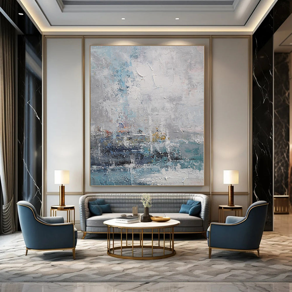 “Textured Blue - Gray Coastal Impression” – Impasto Seascape Painting CT1108