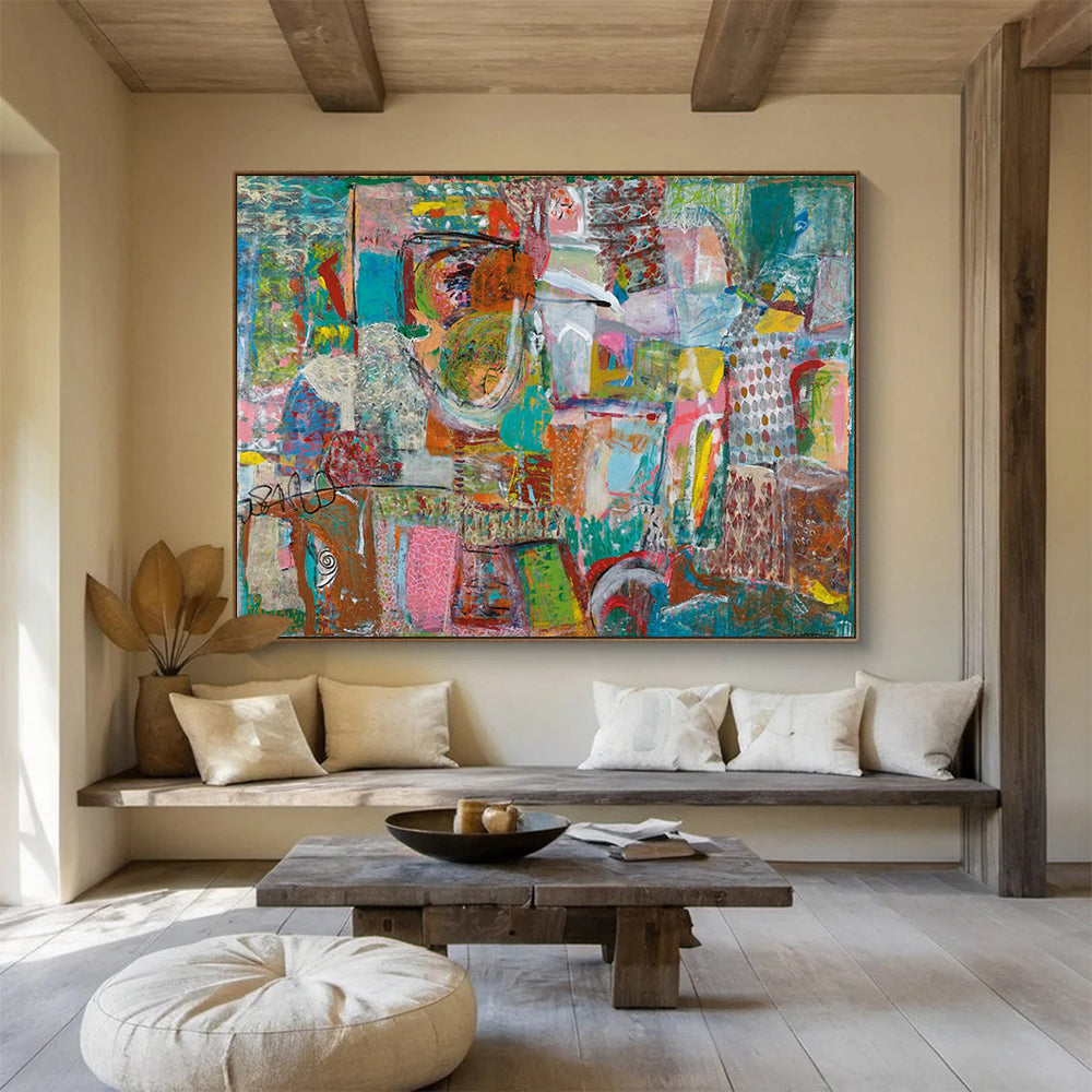 Mixed - Color Abstract Collage - Abstract Painting On Canvas DLZ236